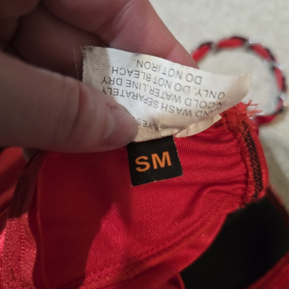 Queen Of Hearts Costume Small Red and Black Polka Dot Dress Mini Corset - Picture 10 of 10